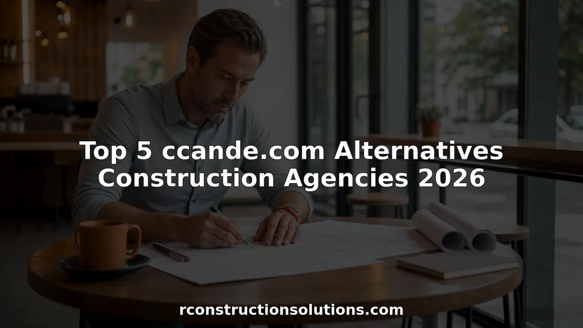 Construction consultant reviewing blueprints at office table