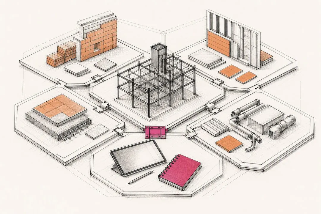 Preconstruction roles arranged around shared structure