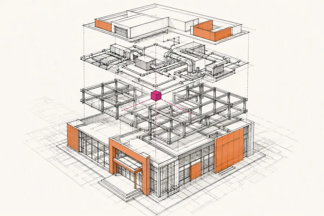 Isometric BIM coordination model with governed layers