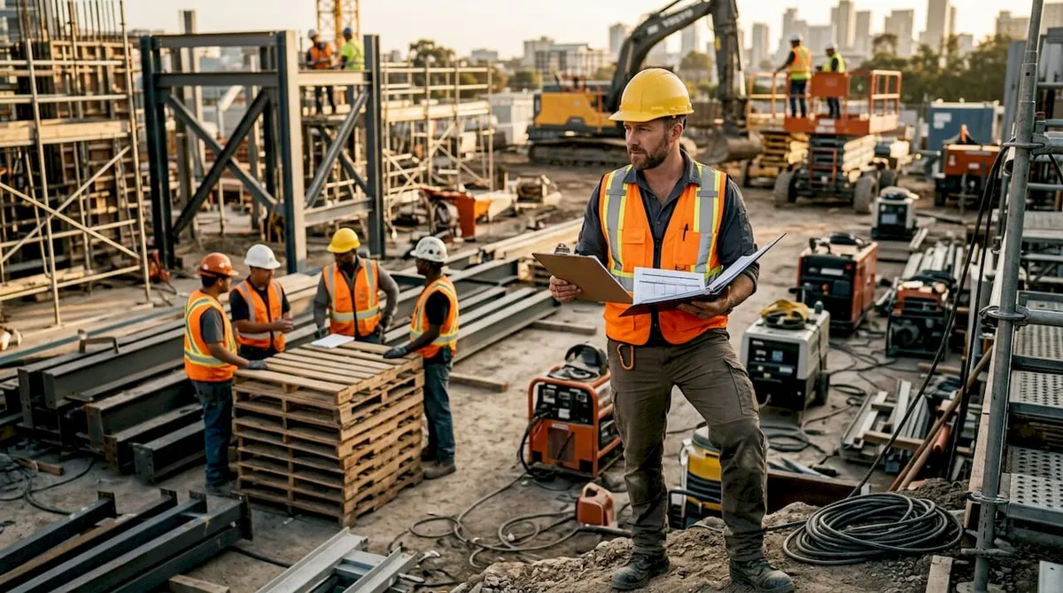 Project manager reviewing staffing plans outdoors
