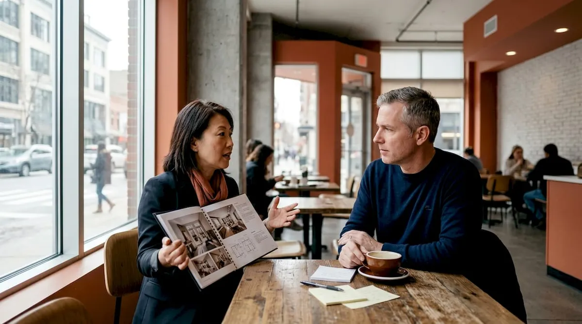 Contractor and buyer discussing business deal
