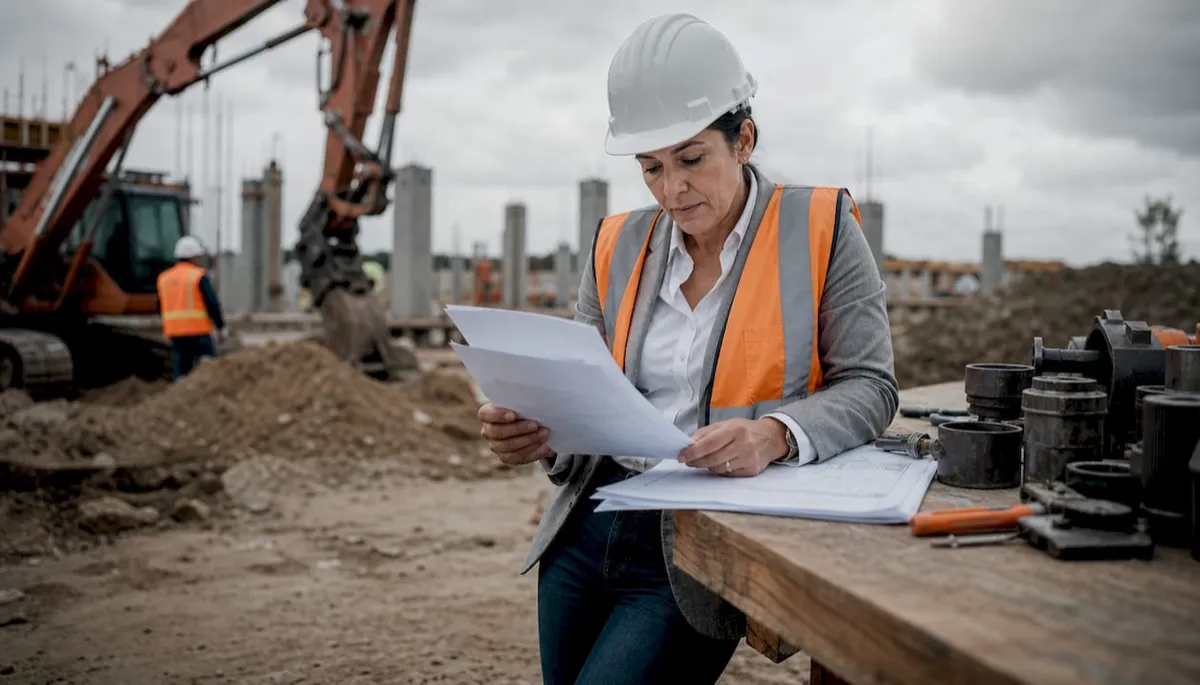 Hiring manager reviewing construction recruitment papers