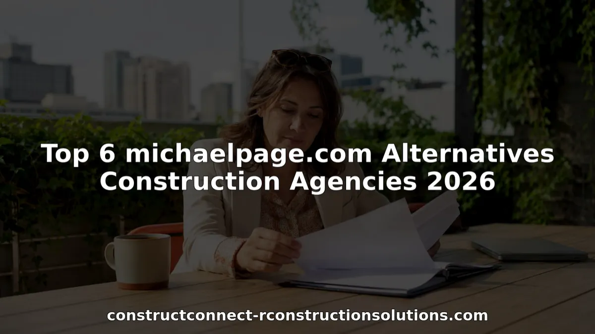 Recruiter reviewing construction resumes at office desk