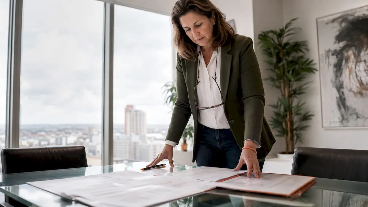 General contractor reviewing subcontractor documents