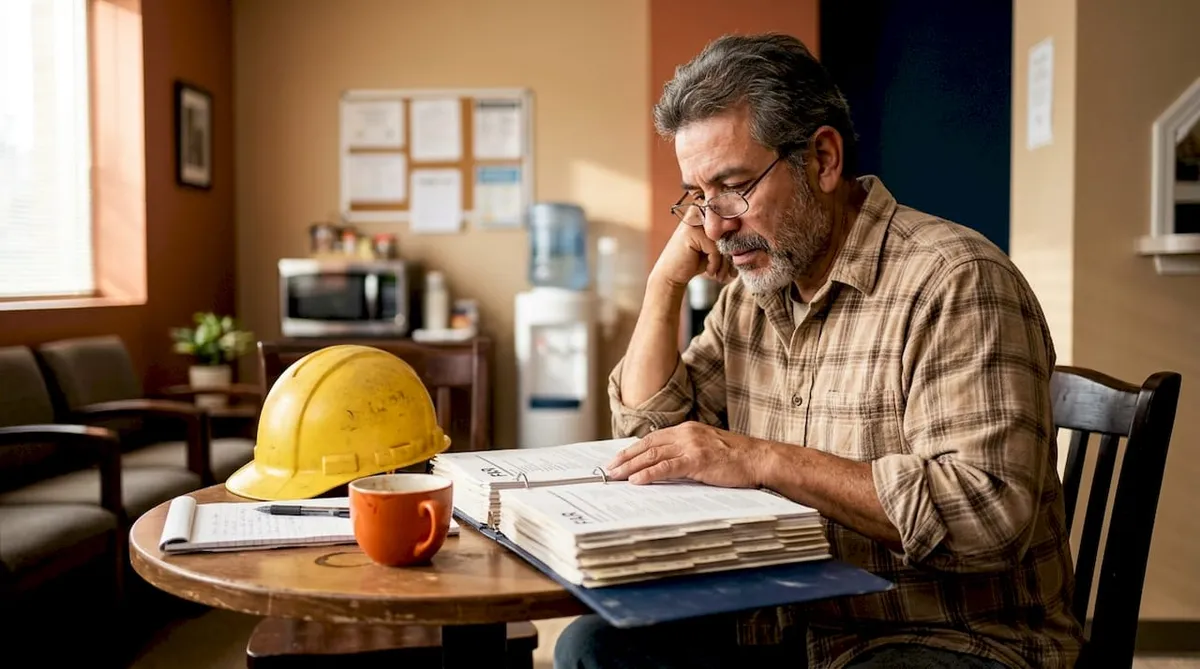 Project manager reading FAR regulations binder