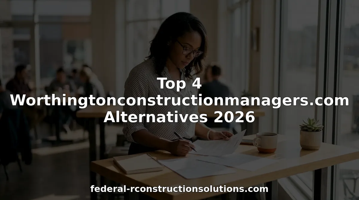 Woman reviewing federal contracting proposals at office desk