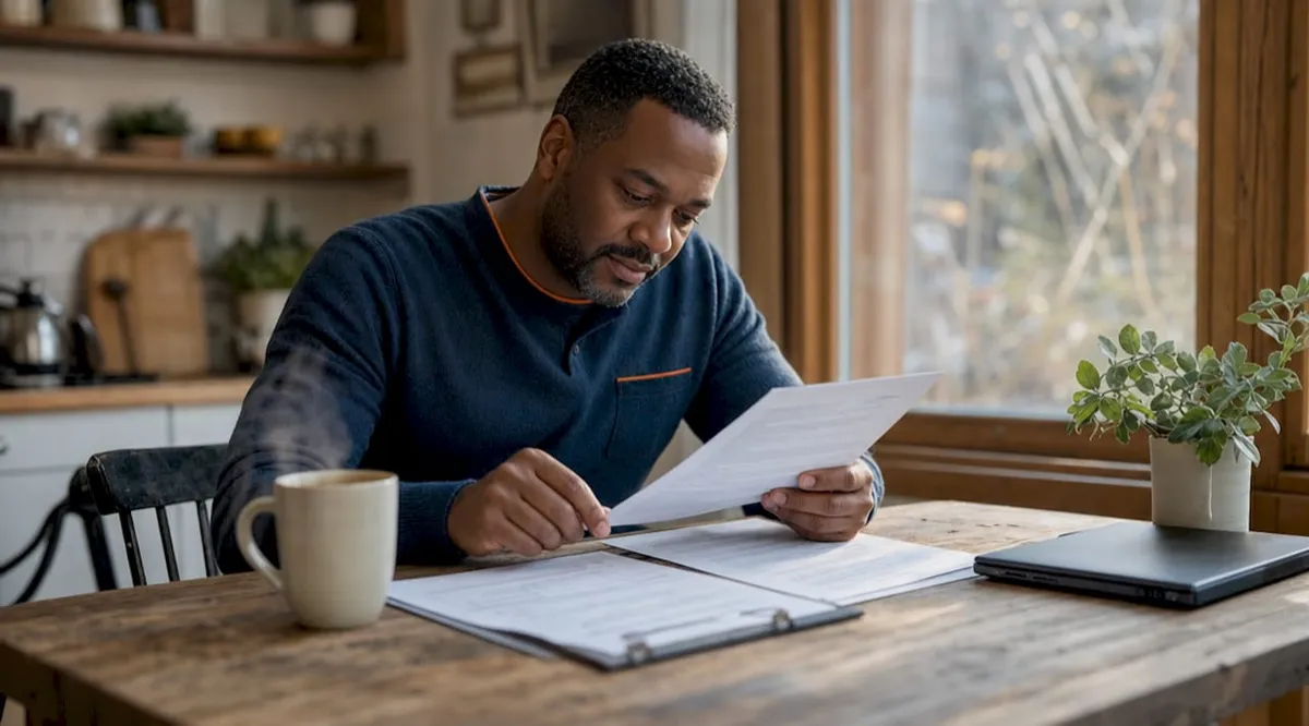 Small business owner reviewing federal contract registration