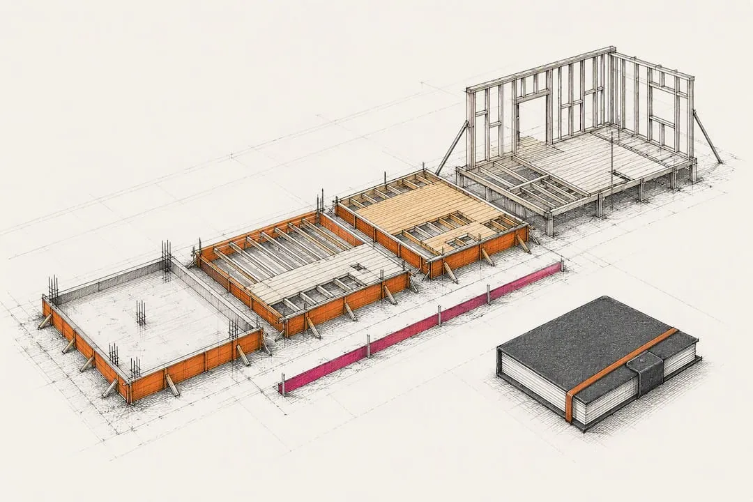Construction stages showing a growing cash timing gap