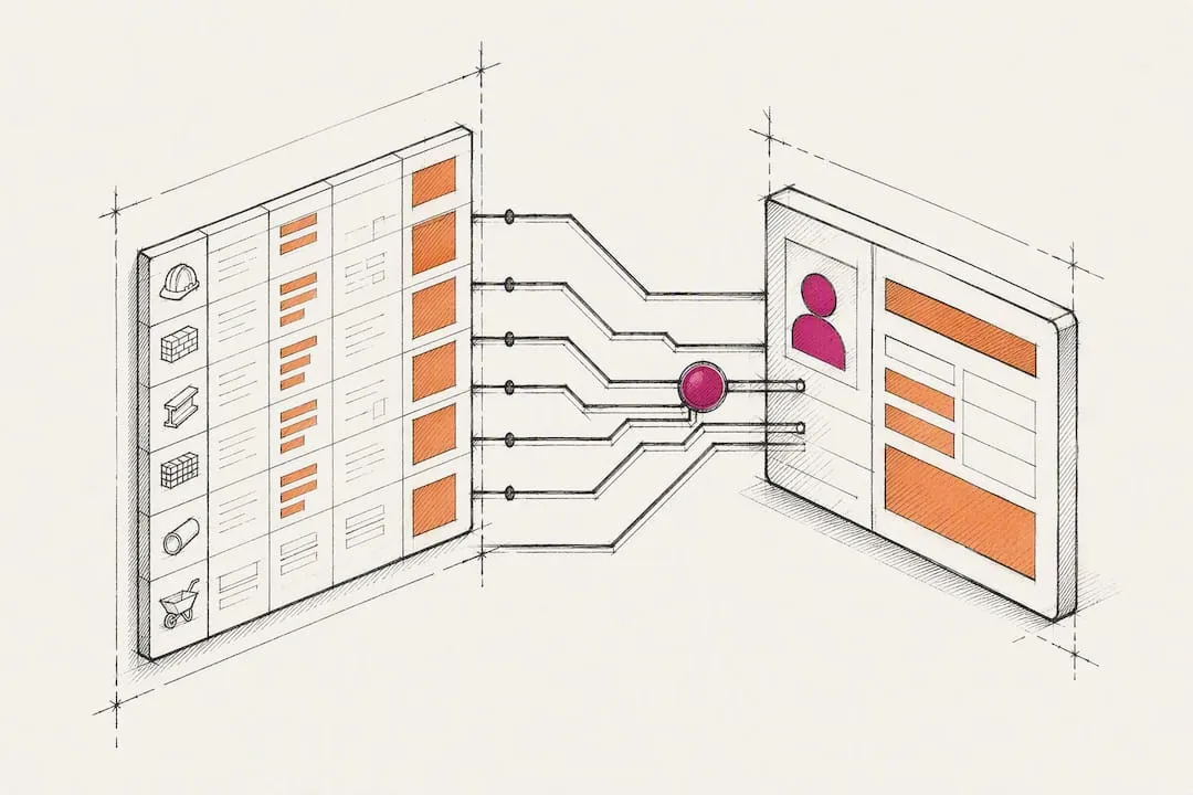 Hand-drawn estimating CRM data map