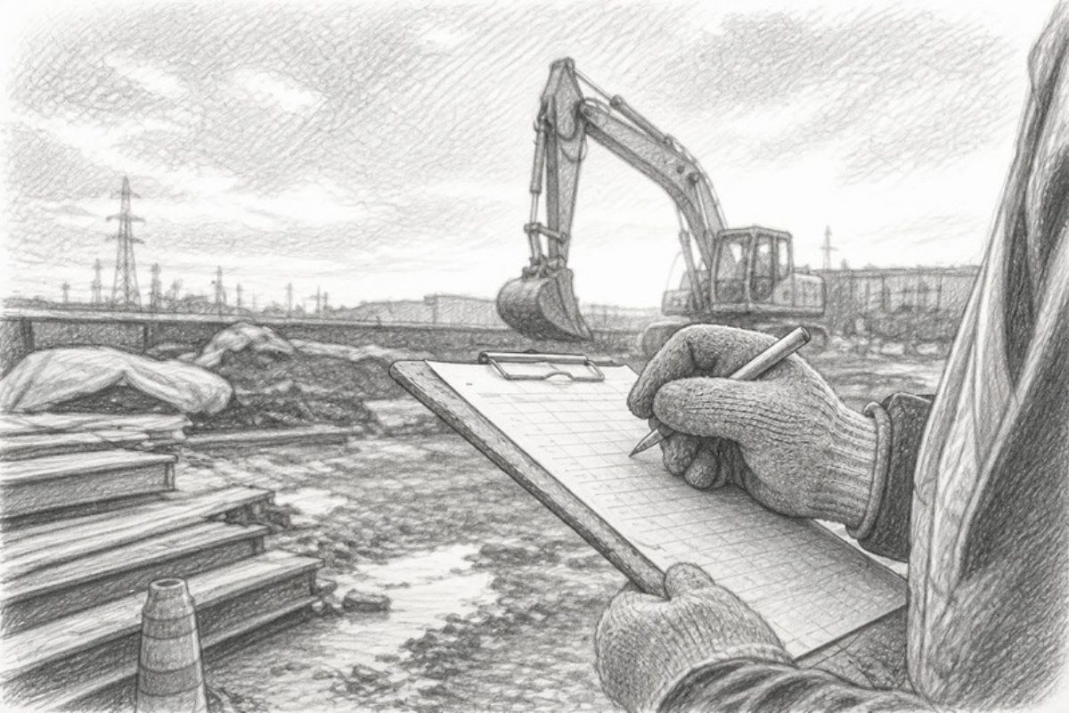 Sketch of hand checking supplier delivery checklist