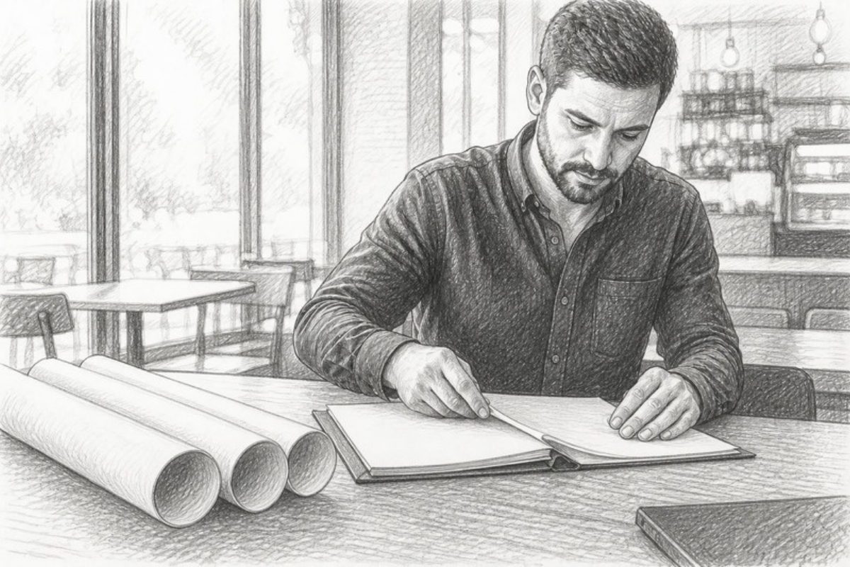 Sketch of hands gathering documents for DBE registration