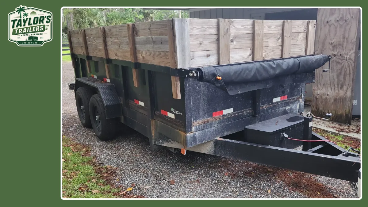 Dump trailer for contractor renovation and cleanup at Taylor's Trailer in Daytona Beach, Florida