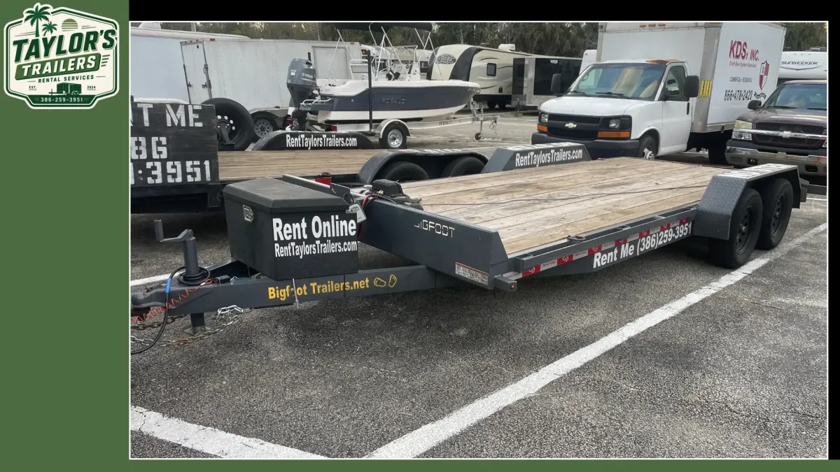 Car Hauler Bigfoot for dealer and fleet vehicle transport at Taylor's Trailer in Daytona Beach, Florida