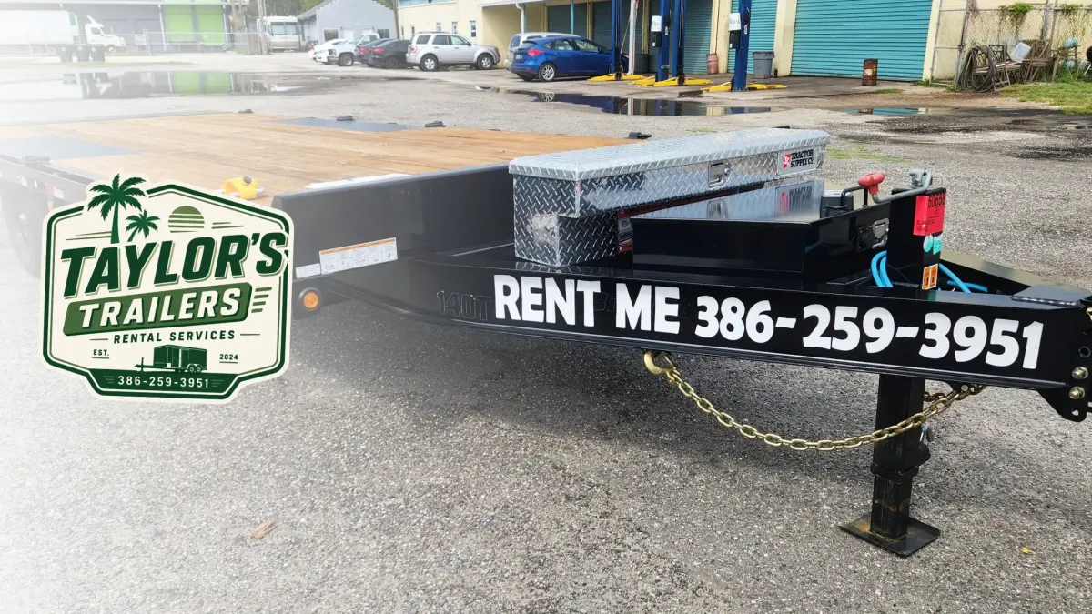 Deckover Tilt Trailer for storm recovery equipment transport at Taylor's Trailer in Daytona Beach, Florida