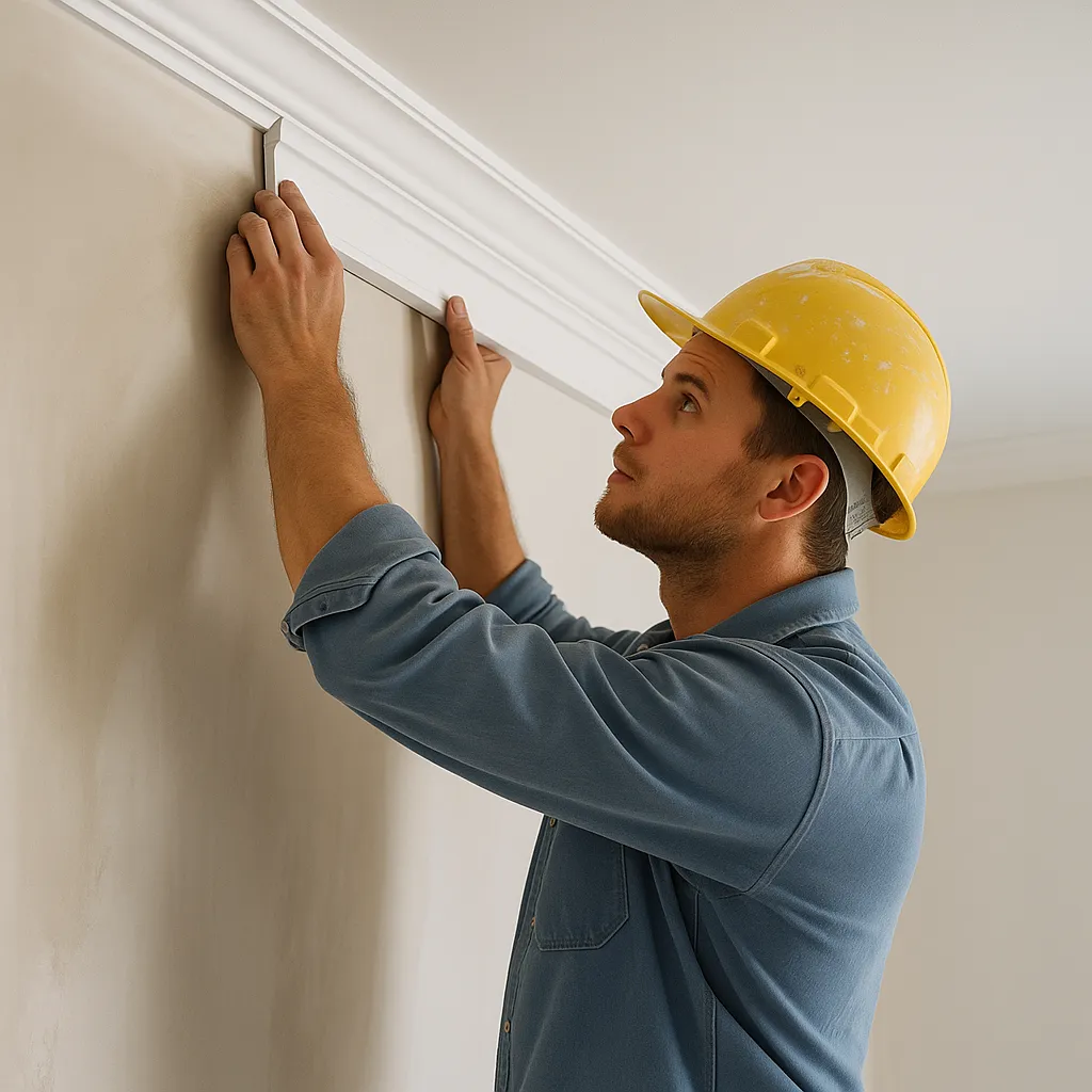 Installer fitting gib cove at wall and ceiling junction