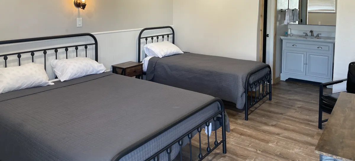 single and a queen bed in the upgraded cabin