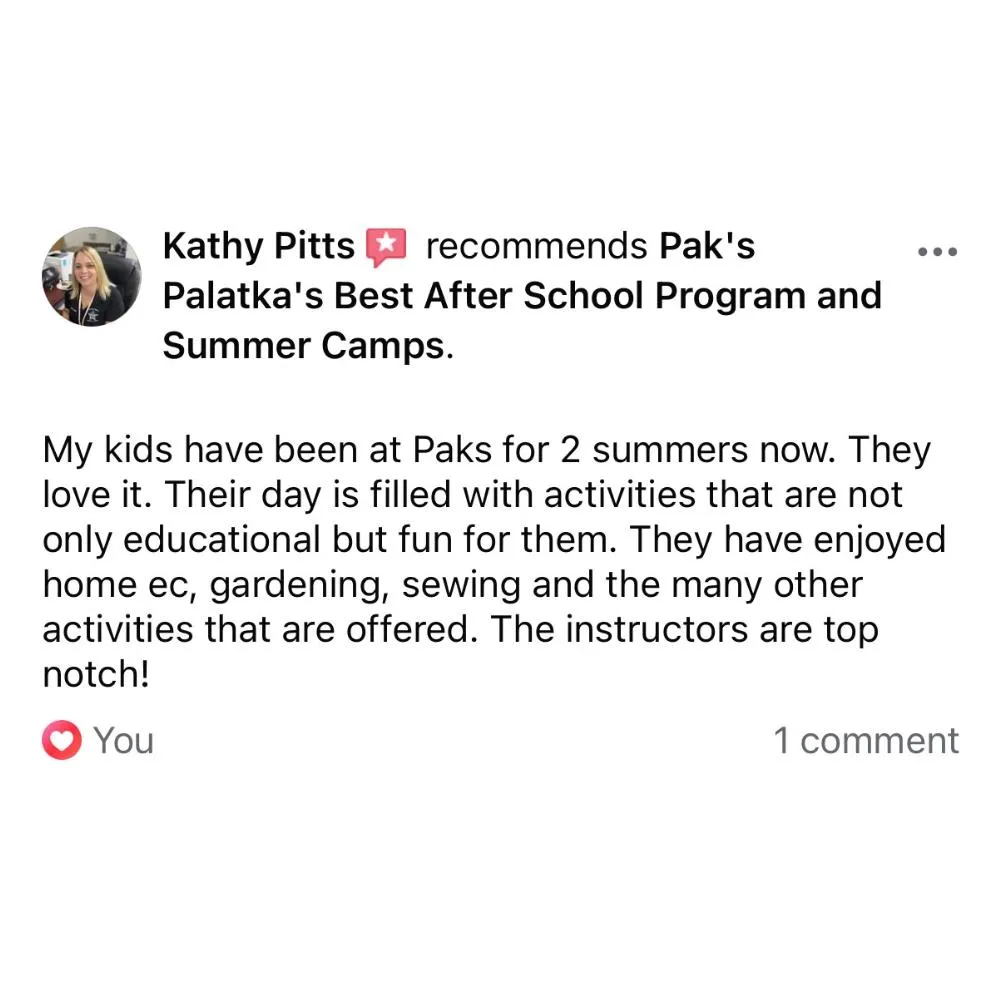 5 Star Reviews For Palatka's Best Summer Camp and After School