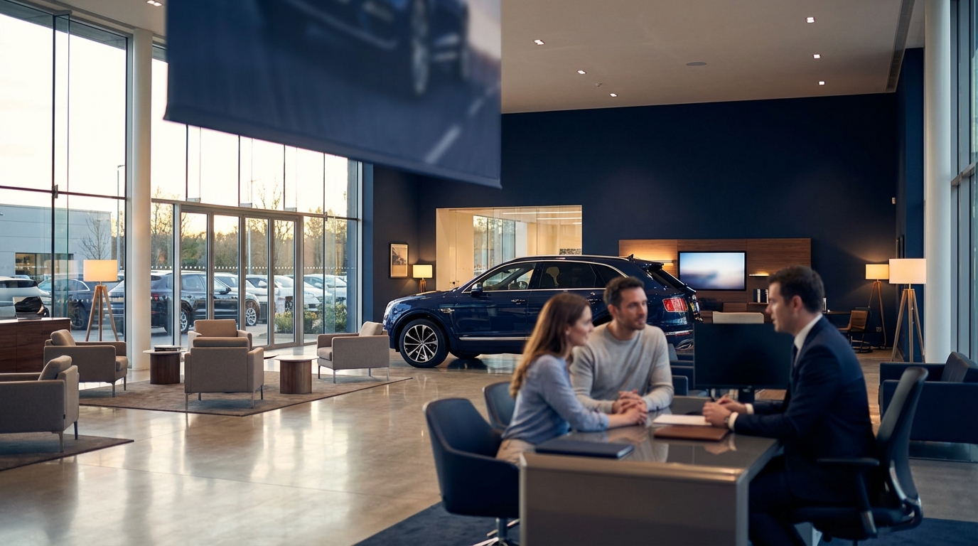 Side-by-side comparison dashboard showing AutoRaptor and DriveCentric CRM features versus a modern AI-powered dealership CRM with marketplace automation and lead response tracking