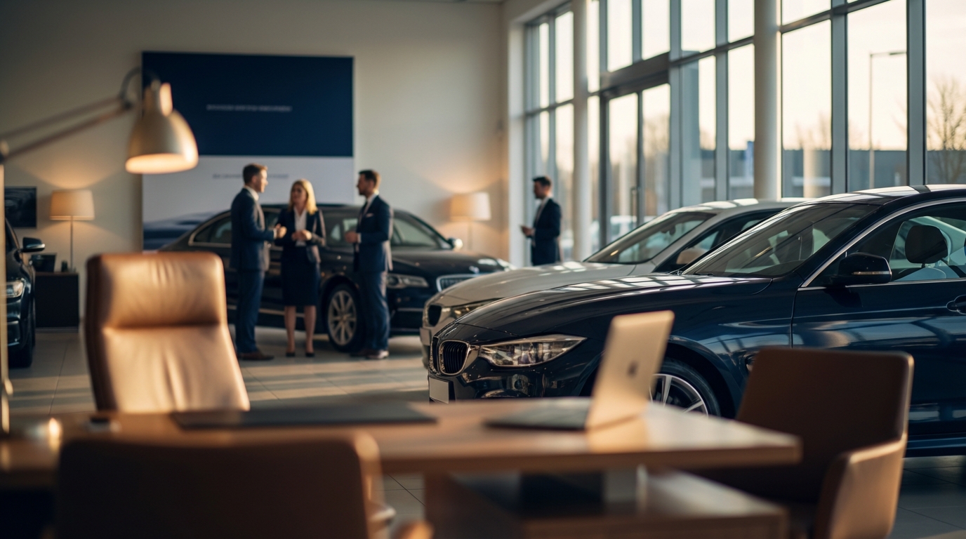 Split-screen comparison showing a simple chatbot conversation on one side and a full dealership CRM dashboard with lead pipeline, marketplace postings, and AI follow-up sequences on the other