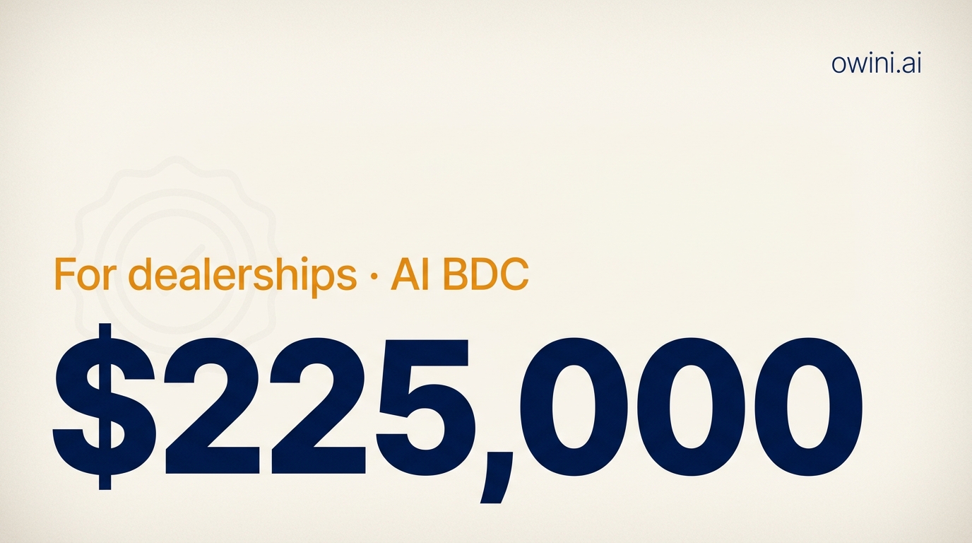 Owini AI BDC vs human BDC cost comparison — side-by-side breakdown showing dealership staffing expenses versus AI-powered lead response automation
