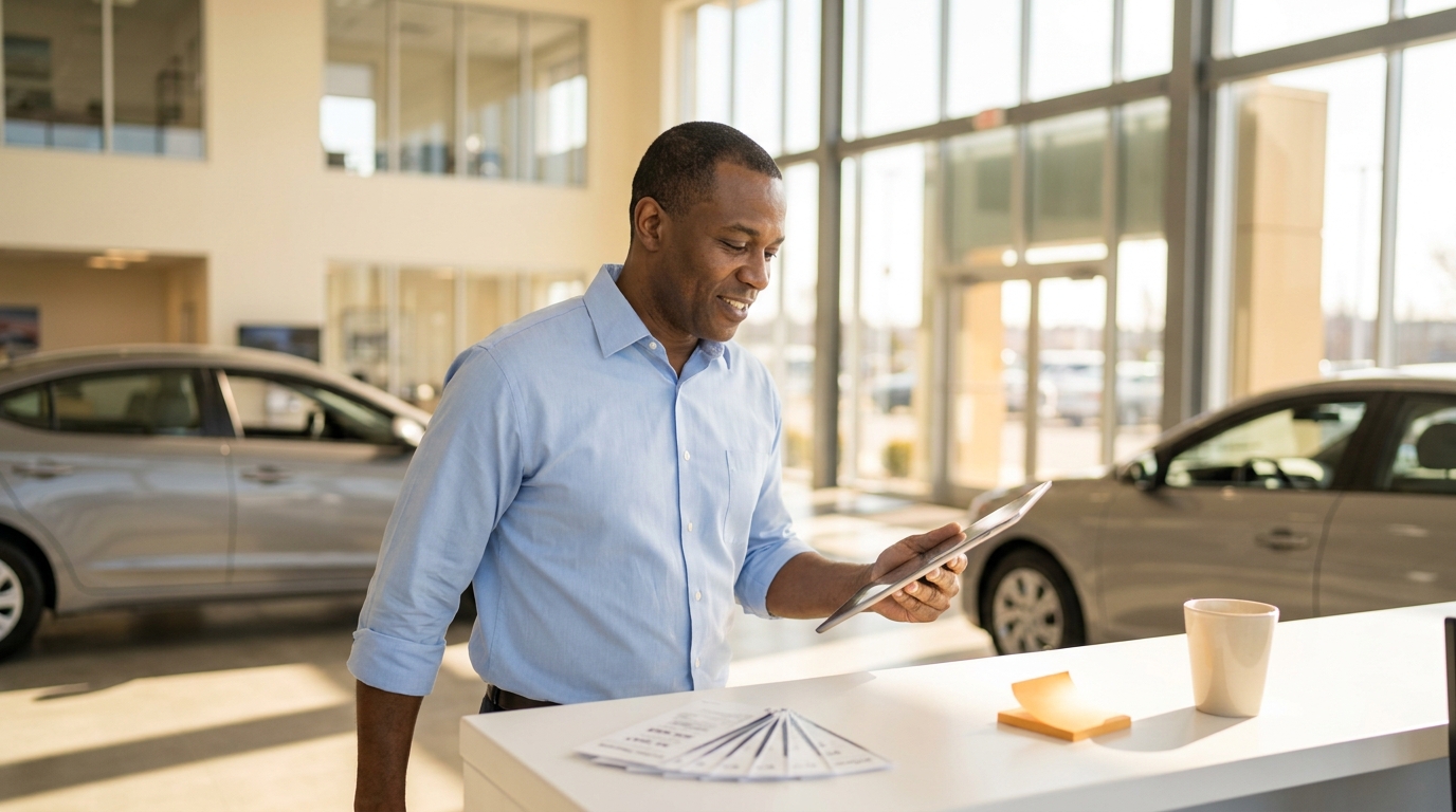 Owini Pro auto price update — dealership Facebook Marketplace listing showing a synced, current vehicle price from the dealer website