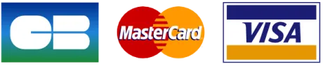 Logos Cartes Bleue, Mastercard et Visa pour montrer les cartes bancaires acceptés.