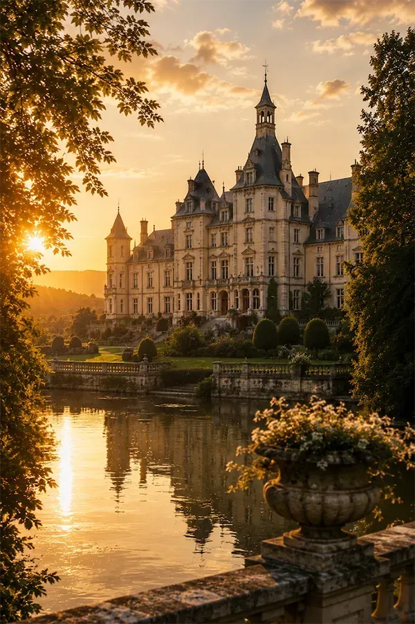 Golden Age: “Golden-hour castle estate in Central Europe”