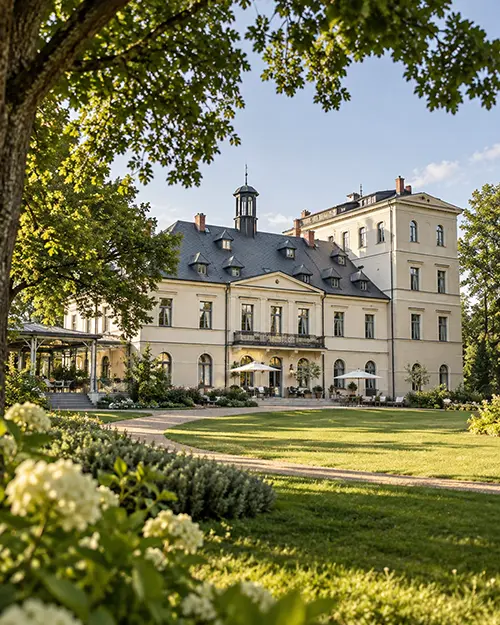 Chateau Mcely surrounded by greenery