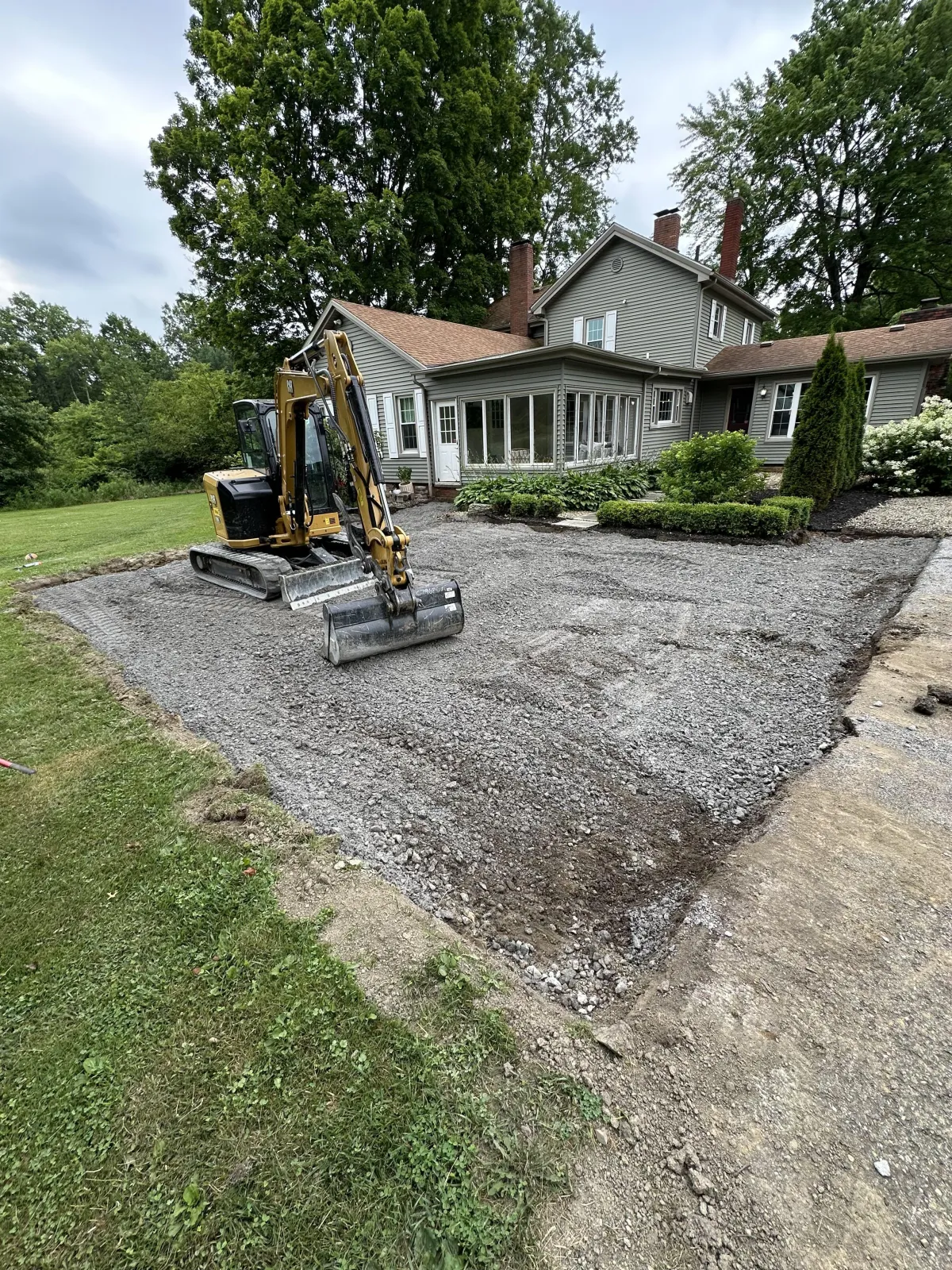 Driveway excavation and gravel base preparation in Mahoning County