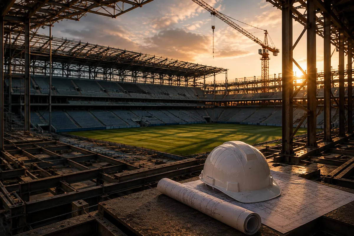 A Live Construction Site - the Building of a Sports Stadium