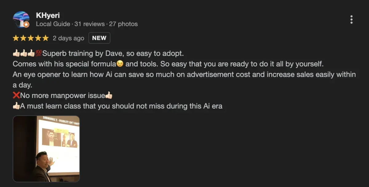 testimonials for ai dave ai workshop