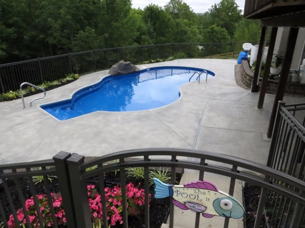 Stamped concrete pool deck