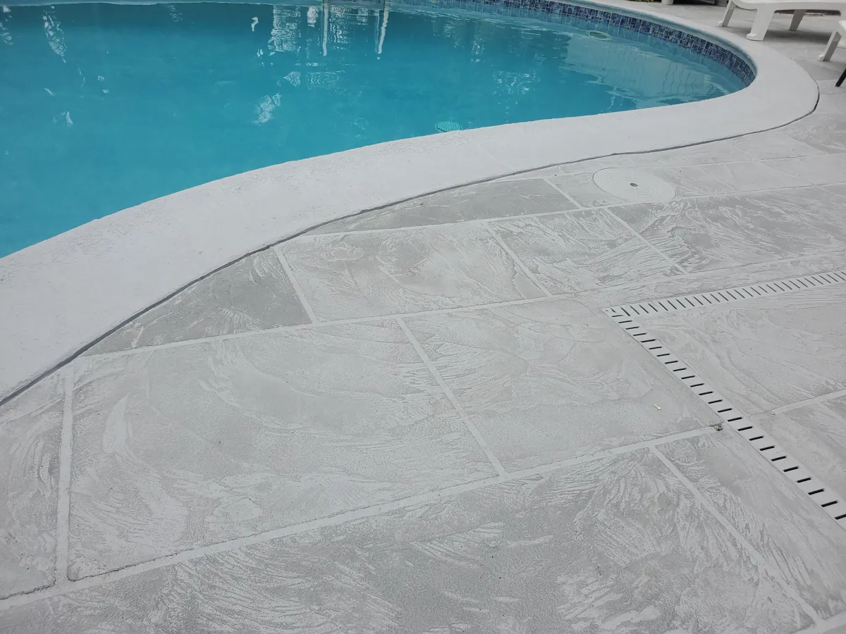 Stamped concrete pool deck