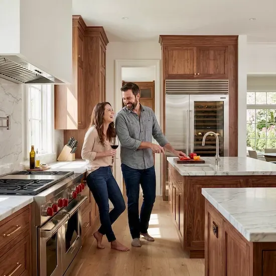 people relaxing in their kitchen