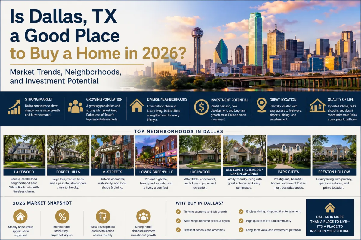 Dallas TX real estate market trends, neighborhoods, and investment opportunities for homebuyers in 2026