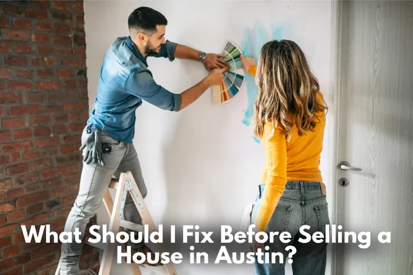 Homeowner making small repairs and updates before selling a house in Austin