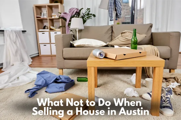 Cluttered and poorly prepared home interior showing common mistakes when selling a house