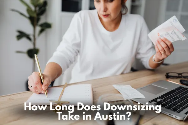Homeowner calmly planning downsizing timeline and next steps in Austin