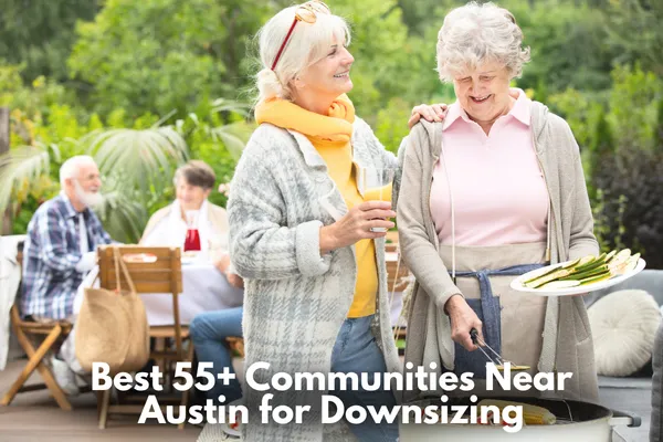Active adult 55+ community homes near Austin Texas designed for downsizing and low maintenance living