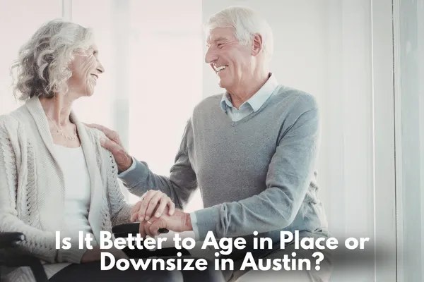 Homeowner thoughtfully deciding between aging in place or downsizing in Austin Texas