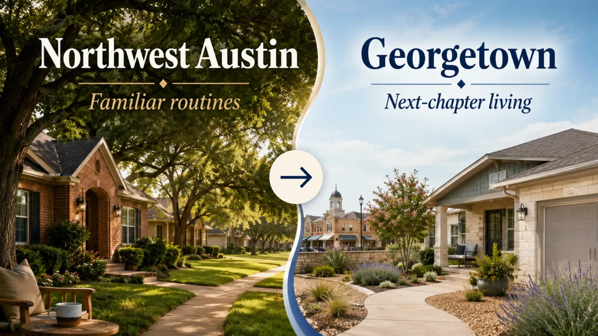 Northwest Austin vs Georgetown for Downsizers: Familiar Austin Feel or Easier Next-Chapter Living?