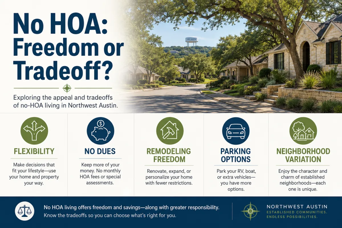 No-HOA Neighborhoods in Northwest Austin: What Buyers Should Know