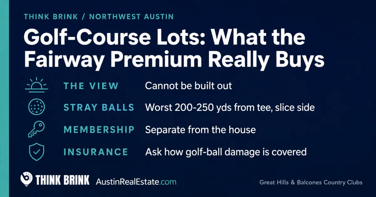 What Buyers Should Know About Golf-Course Lots in Northwest Austin: Great Hills, Balcones, and What the Fairway Premium Really Costs