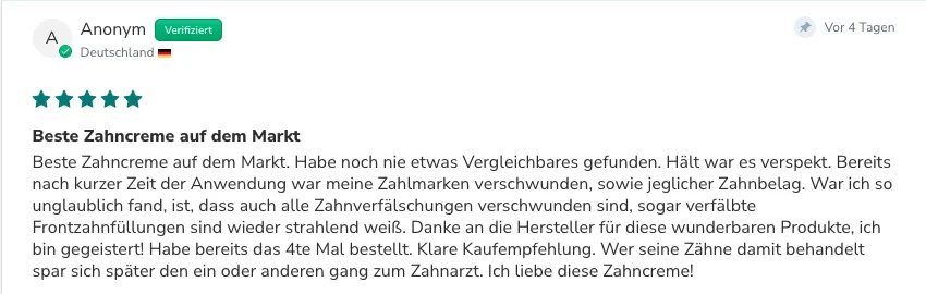 Beste Zahncreme auf dem MArkt