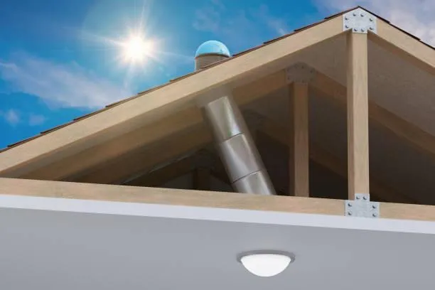 Close-up view of a high-quality Velux skylight on a shingled roof, providing energy-efficient natural light.