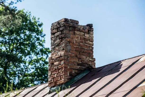 Weathered chimney with visible damage, indicating the need for professional repair services offered by Home Star Roofing.