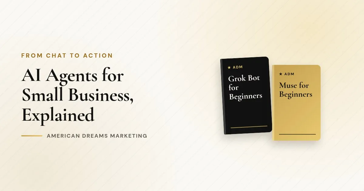 Illustration of two guides titled Grok Bot for Beginners and Muse for Beginners next to an approval step