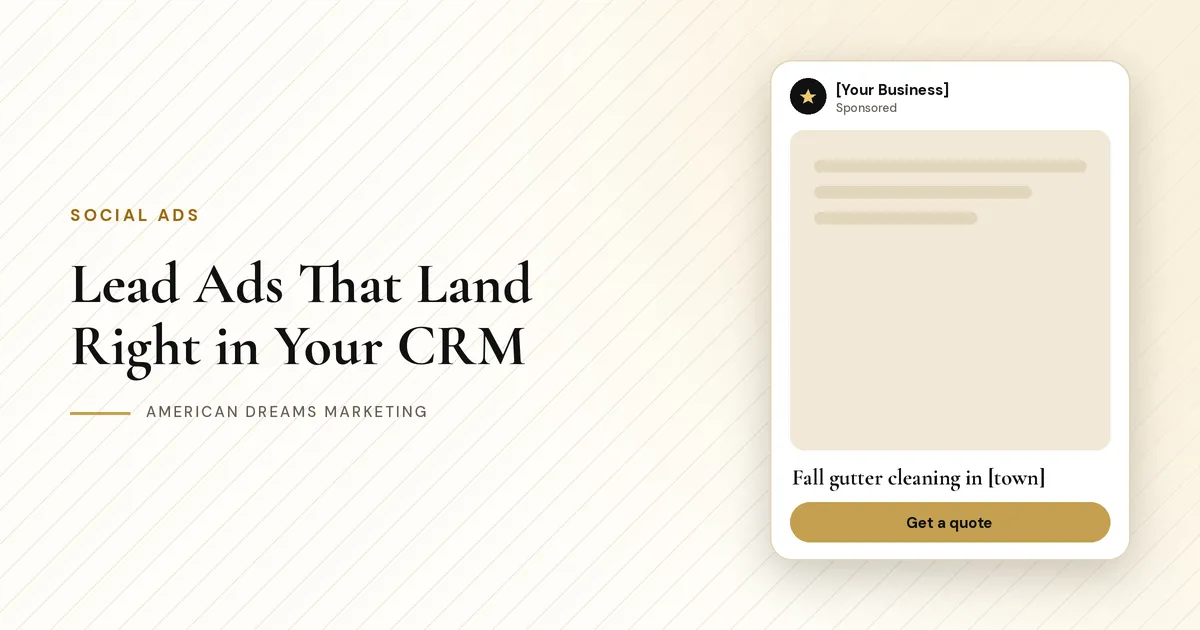 Social media ad for gutter cleaning with a gold Get a quote button, next to the post title
