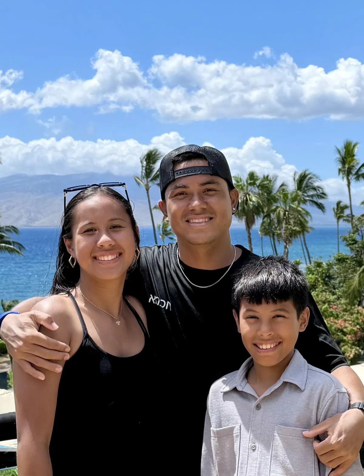 Justin Fetalvero with his daughter and son on Maui
