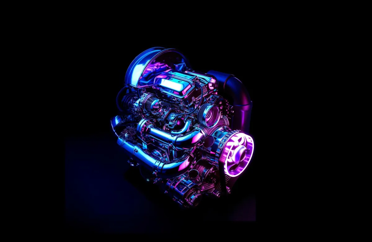 A bird flying over a tree filled with red flowers